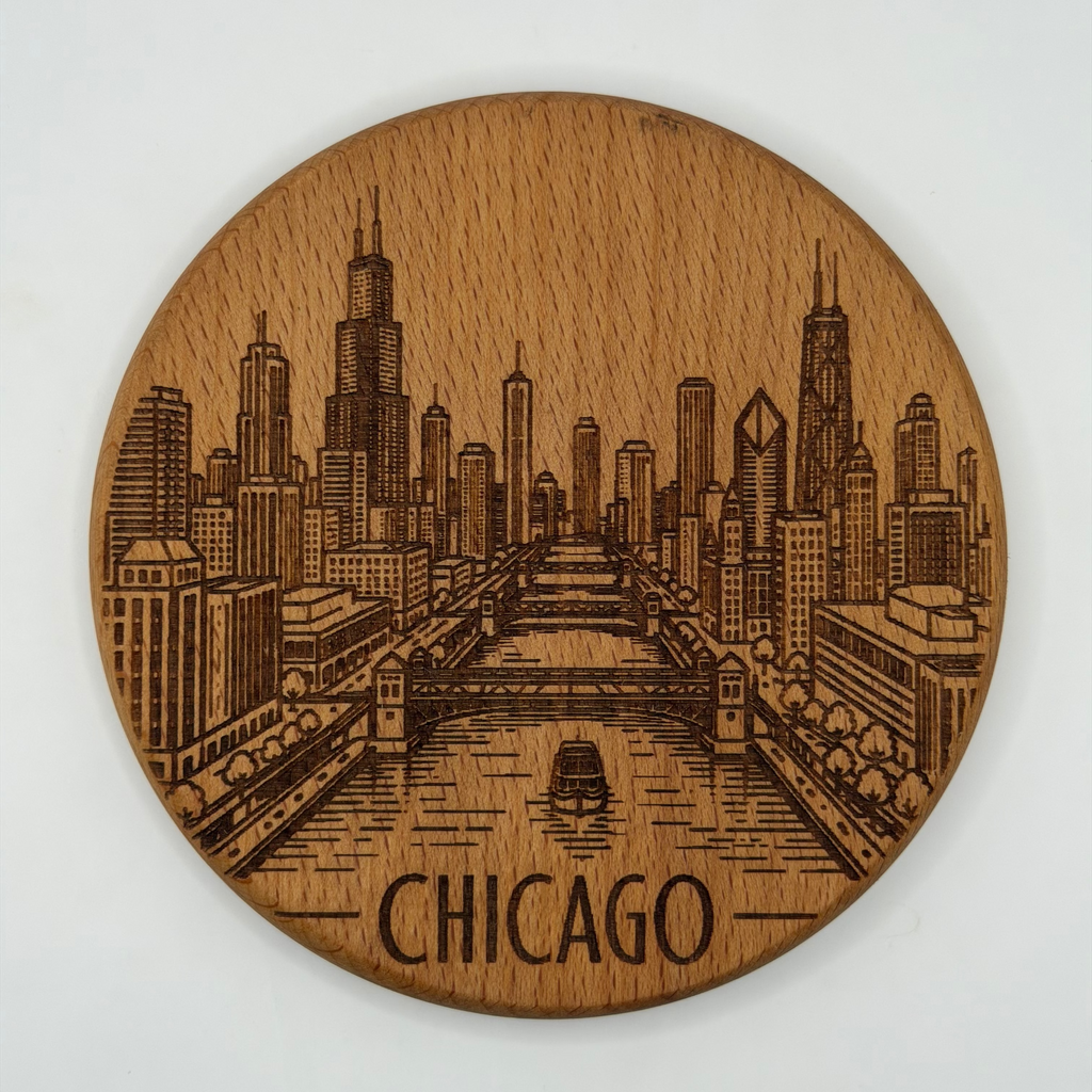 Chicago Skyline Coaster (Circle)