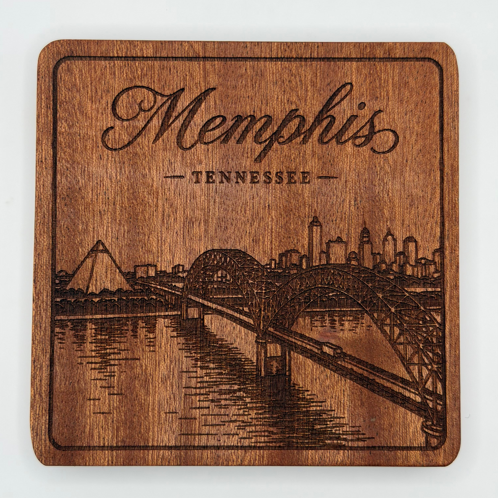 Memphis Skyline & Bridge Coaster (Square)