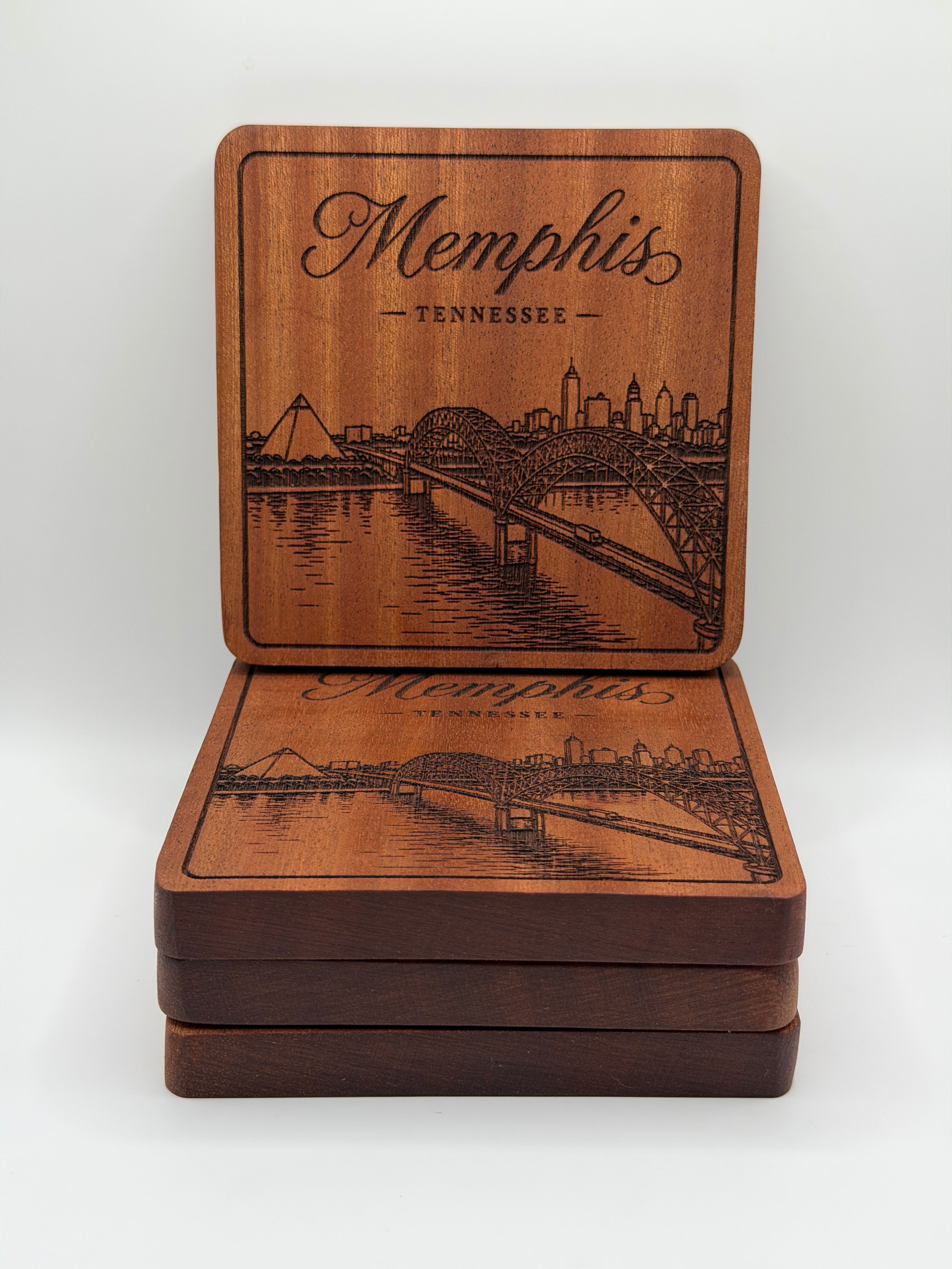 Memphis Skyline & Bridge Coaster (Square)