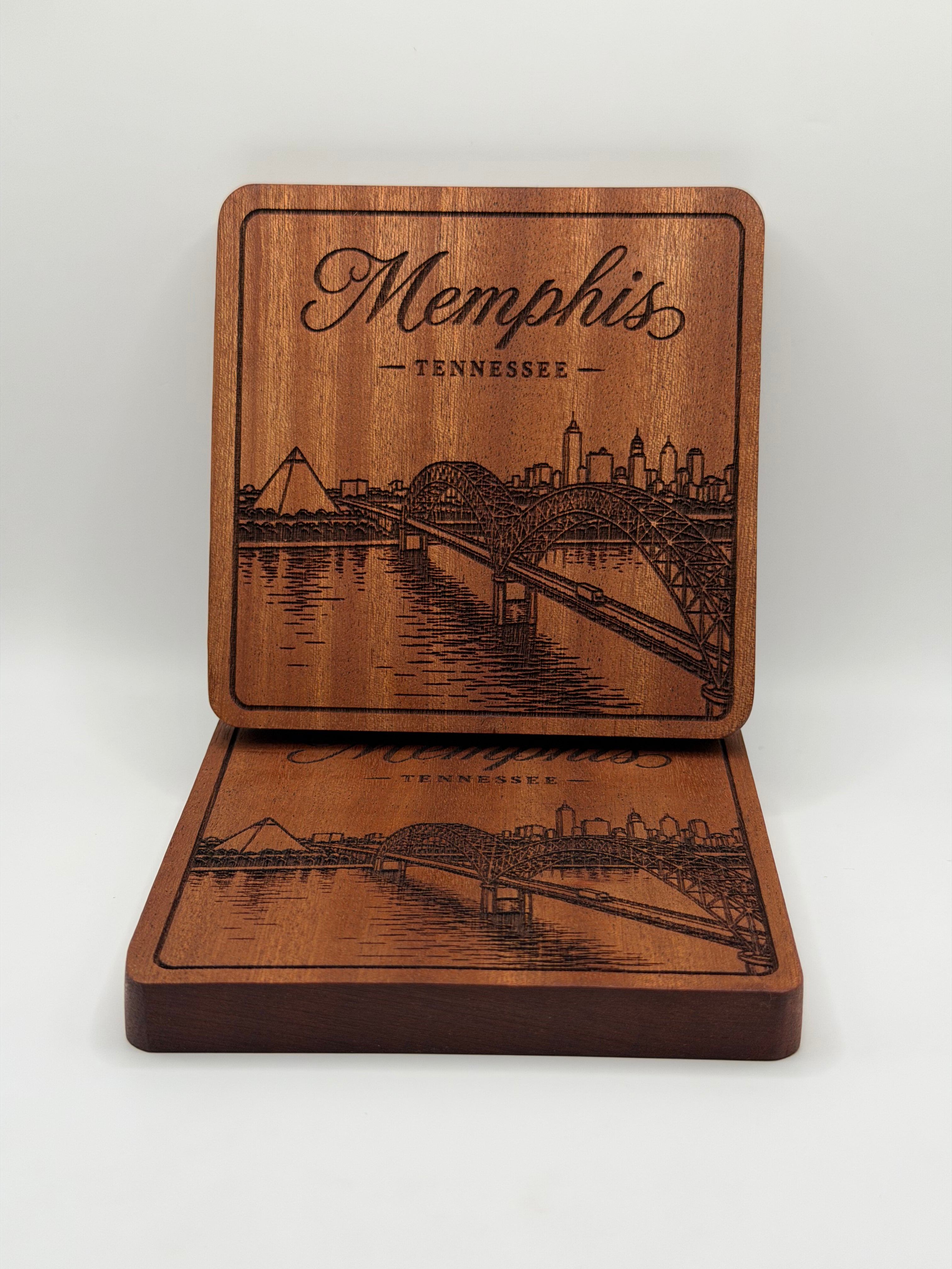 Memphis Skyline & Bridge Coaster (Square)