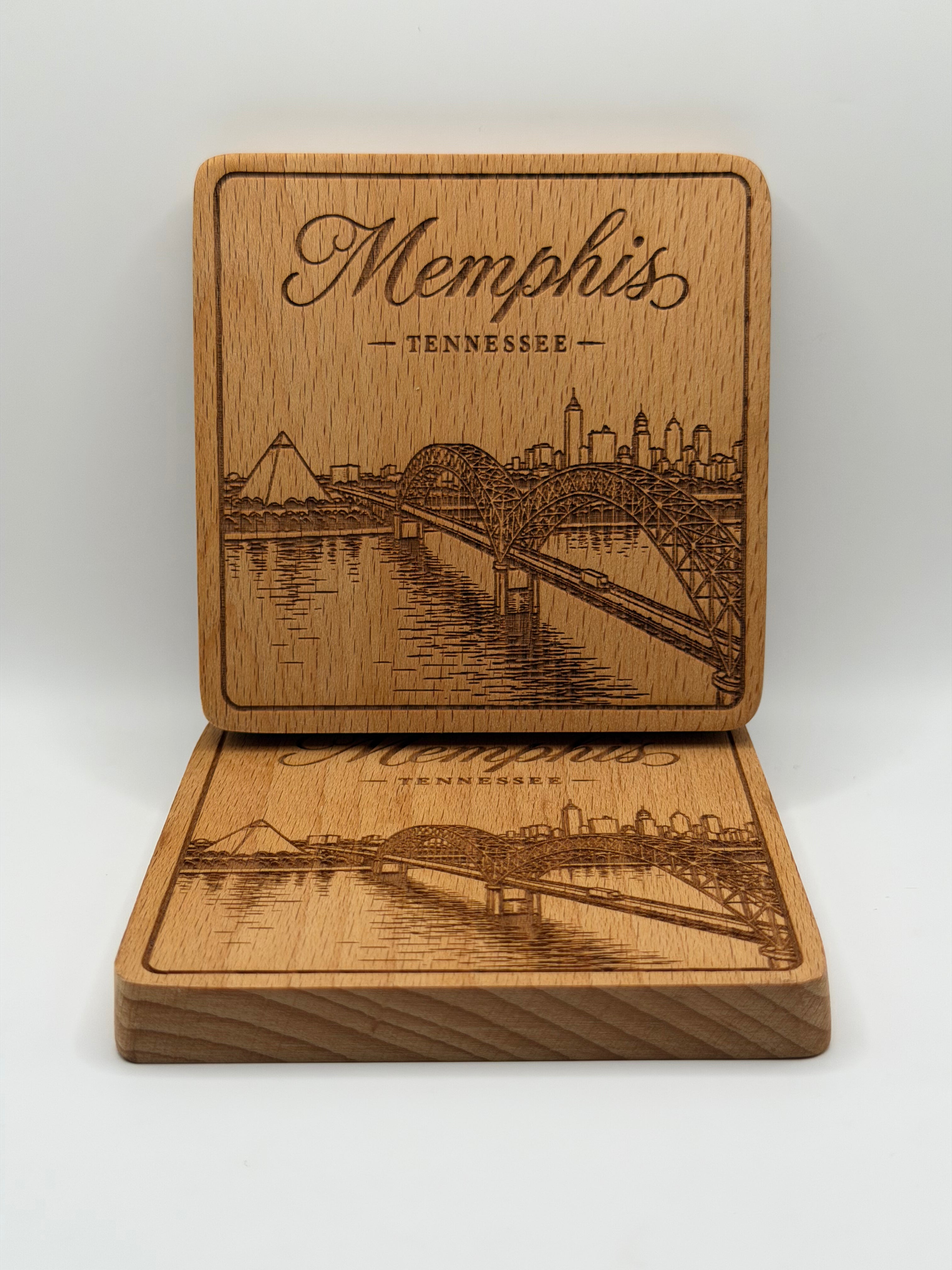 Memphis Skyline & Bridge Coaster (Square)