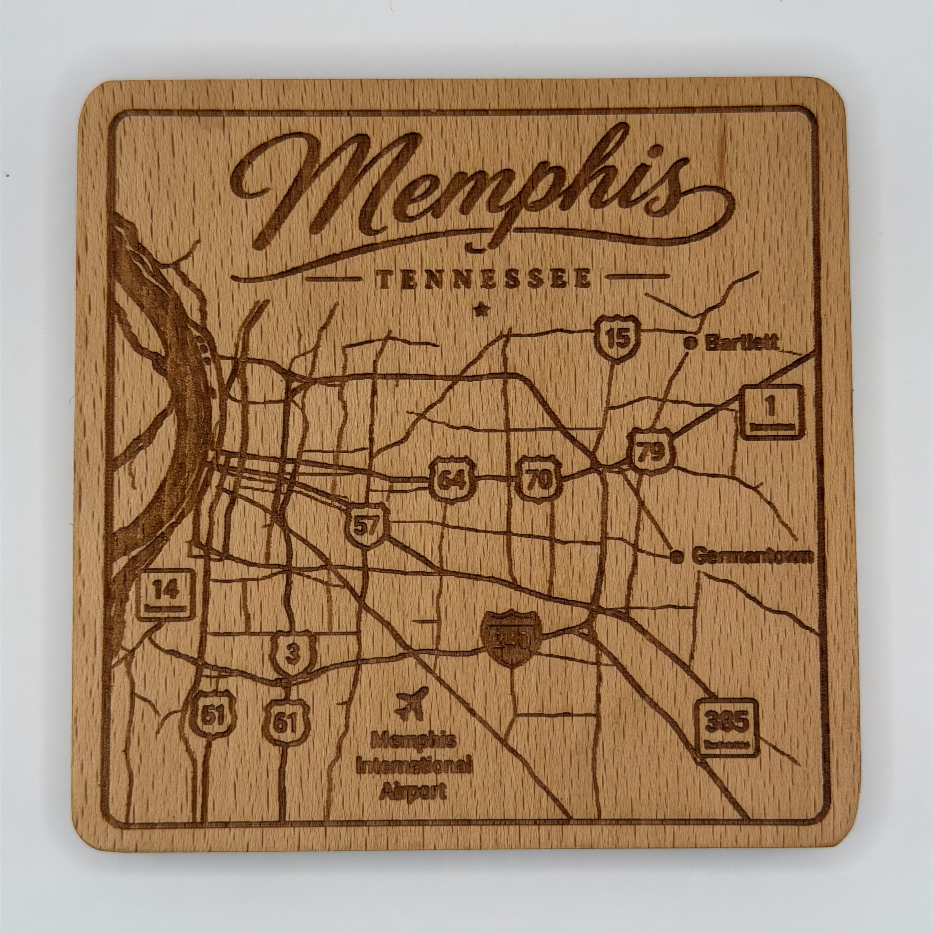 Memphis City Map Coaster (Square)